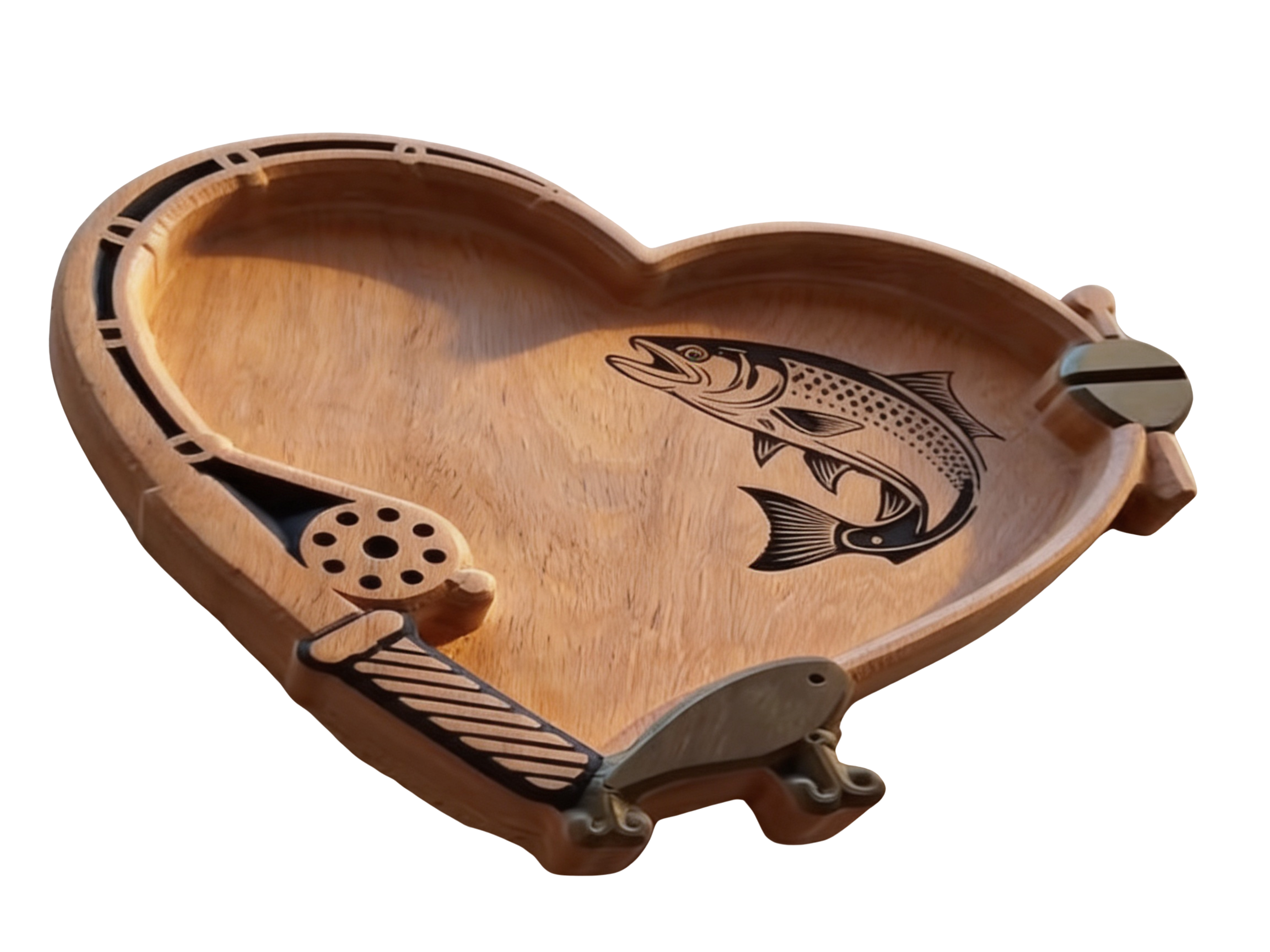 Heart-Shaped Wooden Fishing Tray