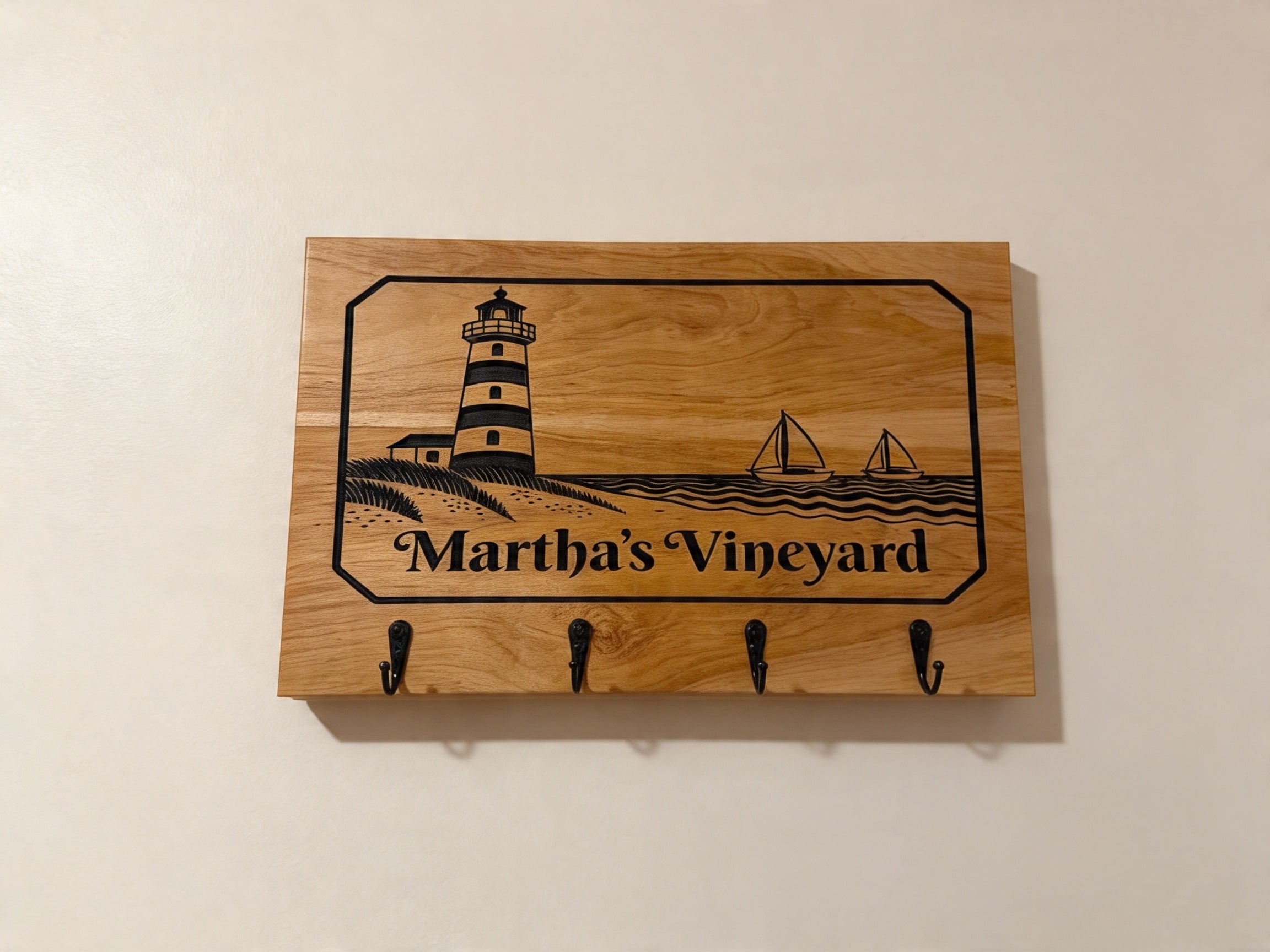 Martha's Vineyard Personalized Wooden Key Holder