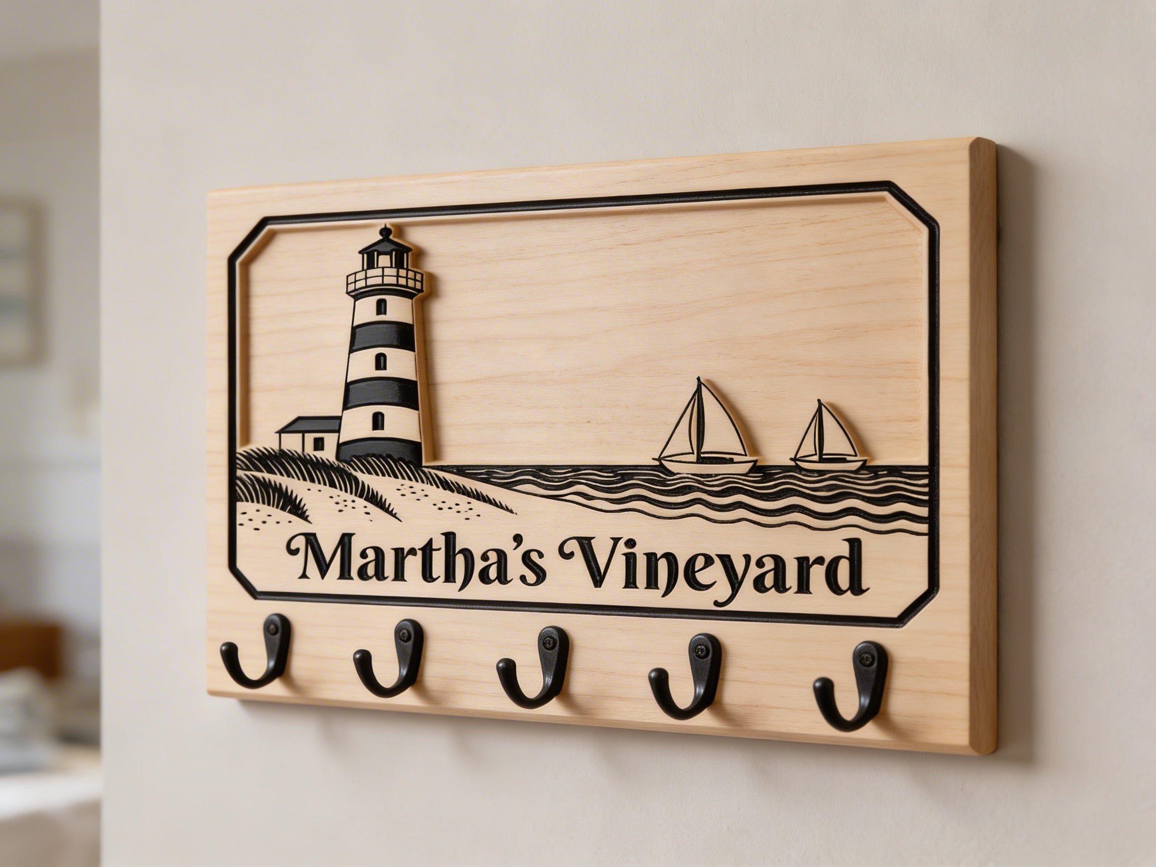 Martha's Vineyard Personalized Wooden Key Holder