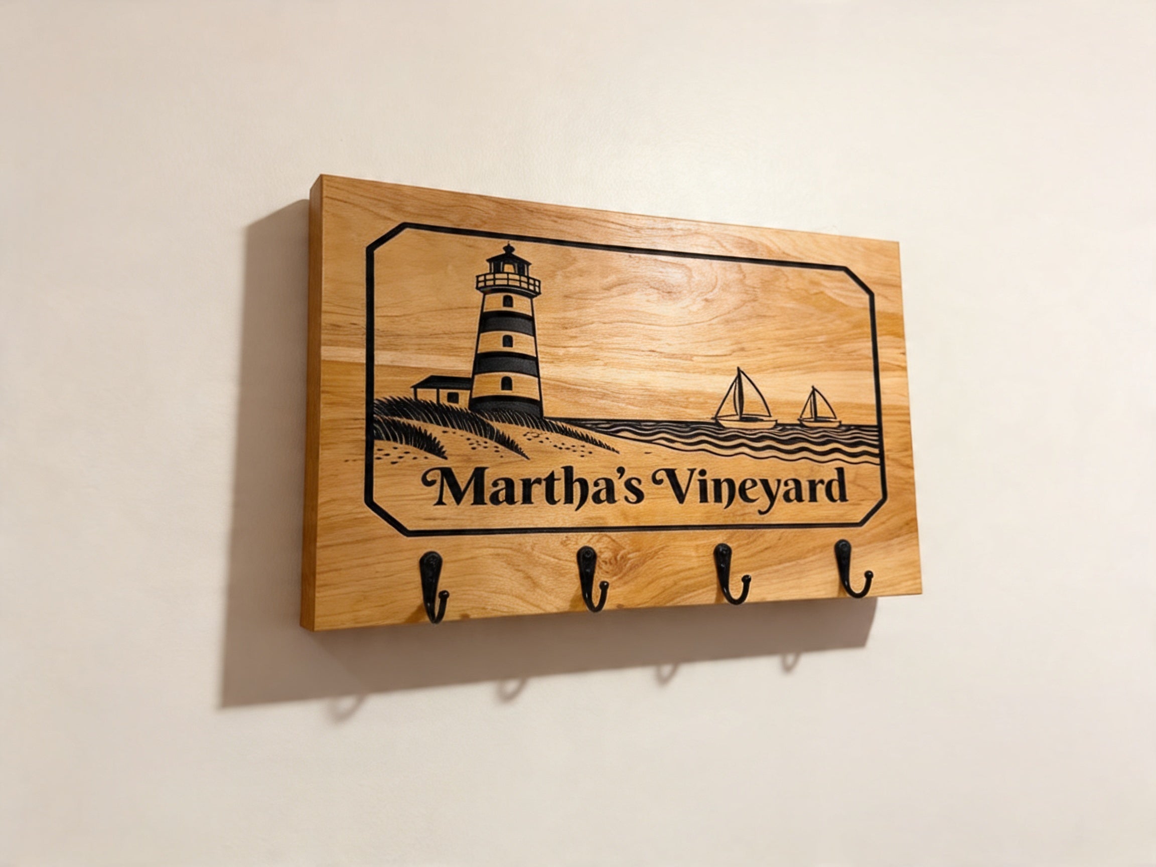 Martha's Vineyard Personalized Wooden Key Holder